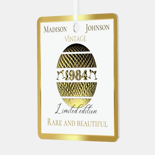  1984 40ste verjaardagsgoud metalen ornament (Voorkant links)