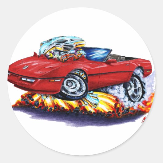 1984-93 Corvette Ruby Convertible Ronde Sticker (Voorkant)