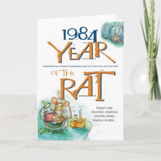 1984 Chinese Zodiac Rat Grappige Verjaardag Kaart (Voorkant)