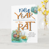 1984 Chinese Zodiac Rat Grappige Verjaardag Kaart (Gele Bloem)