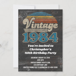  1984 Geboortejaar 40e Verjaardag Zonsondergang Re Kaart