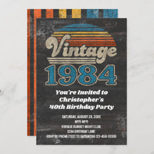 1984 Geboortejaar 40e Verjaardag Zonsondergang Re Kaart