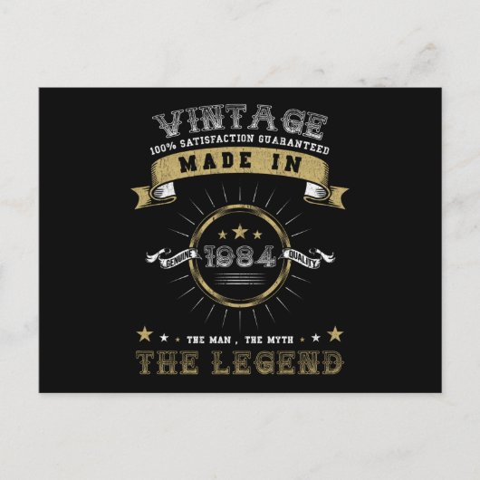 1984 Geboren Verjaardag Vintage Briefkaart (Voorkant)