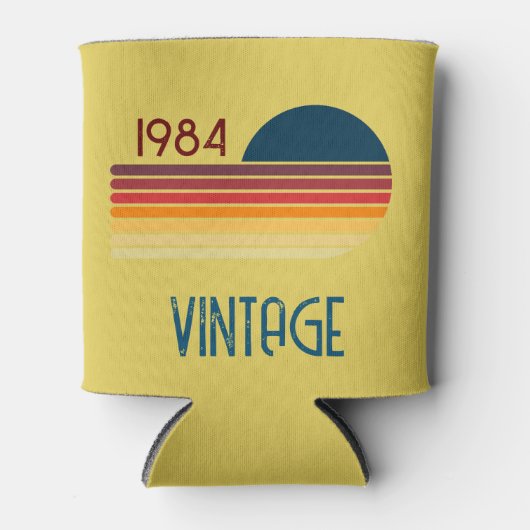 1984 gele Retro Stripe Sun Blikjeskoeler (Voorkant)