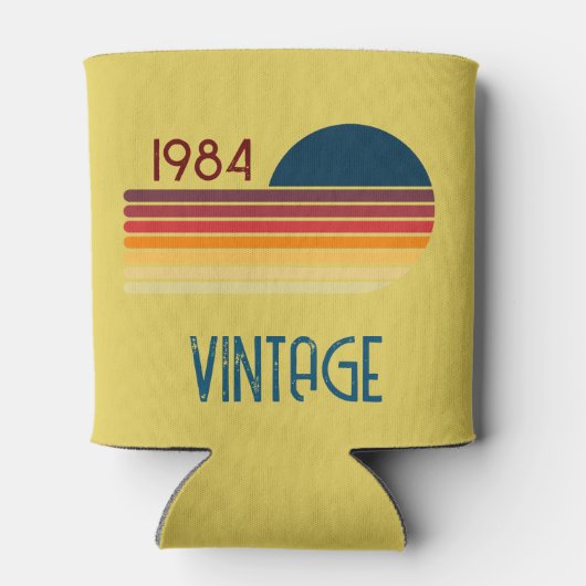 1984 gele Retro Stripe Sun Blikjeskoeler (Achterkant)