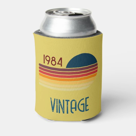  1984 gele Retro Stripe Sun Blikjeskoeler (Blikje Achterkant)