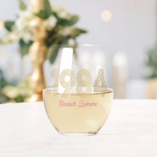 1984 Goud Roze 40e Verjaardag Wijnglas Zonder Voet