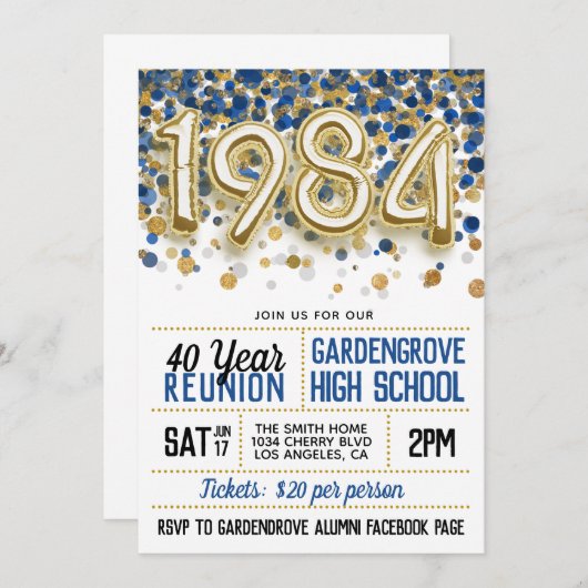 1984 High School College Reunion Uitnodiging (Voorkant / Achterkant)