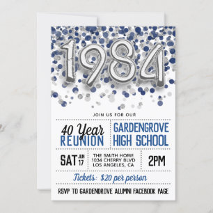 1984 High School College Reunion Uitnodiging