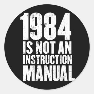 1984 is geen handleiding ronde sticker