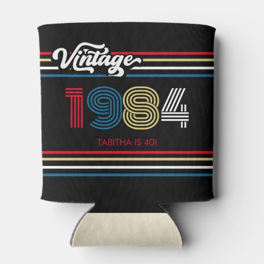 1984 Retro Stripe  Custom Age - Jaar Blikjeskoeler (Achterkant)