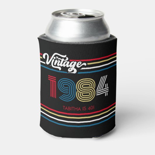 1984 Retro Stripe  Custom Age - Jaar Blikjeskoeler (Blikje Achterkant)