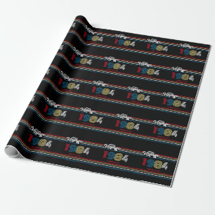 1984 Retro Stripe Custom Age - Jaar Cadeaupapier