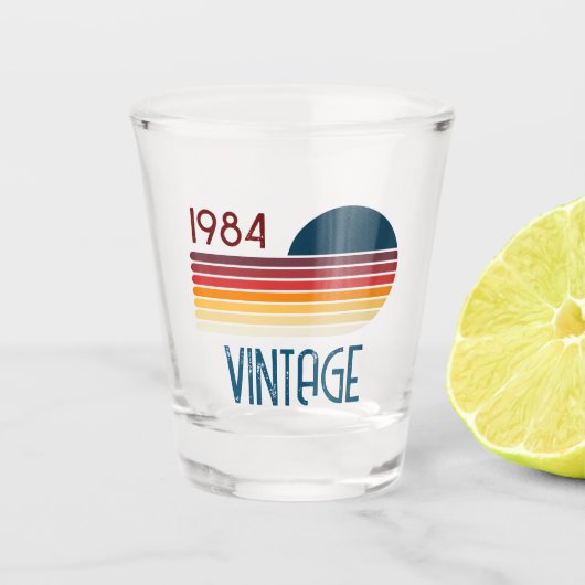  1984 Retro Stripe Sun Shot Glas (Voorkant)