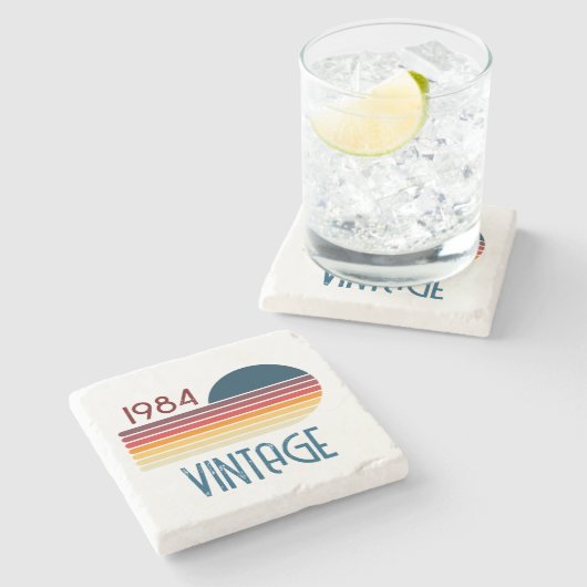  1984 Retro Stripe Sun Stenen Onderzetter (Zijkant)