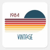  1984 Retro Stripe Sun Vierkante Sticker (Voorkant)