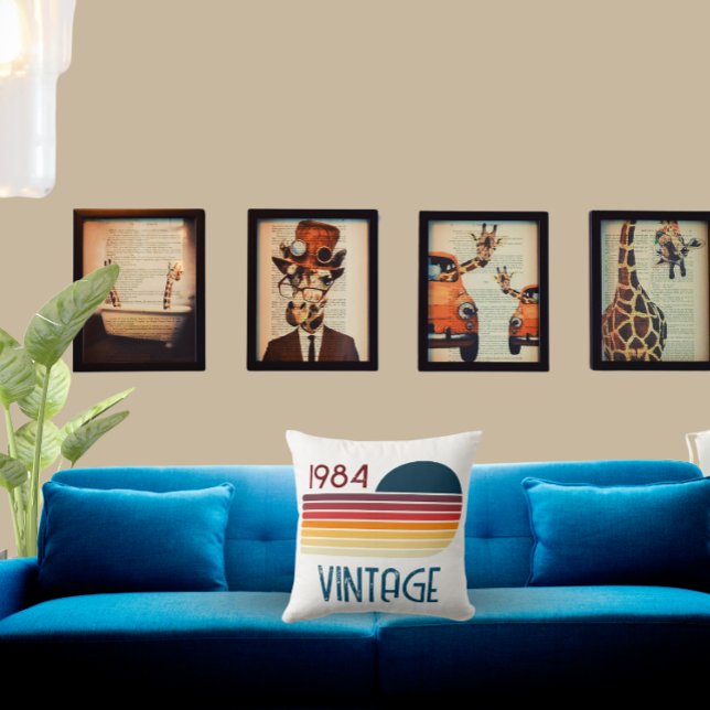  1984 Retro Stripe zo 40e verjaardag Kussen (Creator heeft geüpload)