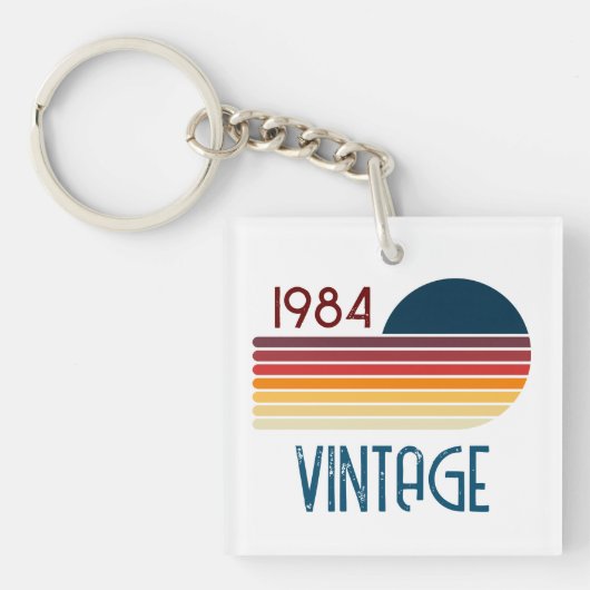  1984 Retro Stripe zo 40e verjaardag Sleutelhanger (voorkant)