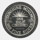 1984 Subshine Mint 1 Half Ounce .999 Silver Round  Ronde Sticker (Voorkant)