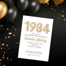 1984 Wit Zwart Goud 40e Verjaardagsuitnodiging