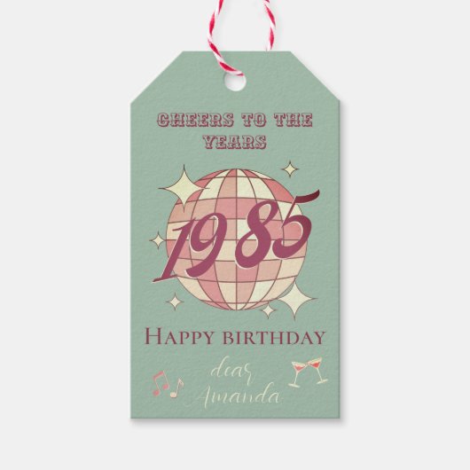  1985 39e 40e verjaardagsfeestje Uitnodiging Cadeaulabel (Voorkant)