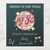  1985 39e 40e verjaardagsfeestje Uitnodiging Wijn Etiket (Enkel label)