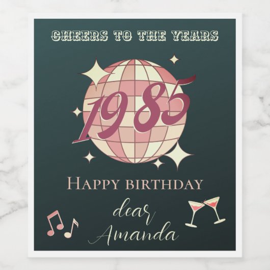  1985 39e 40e verjaardagsfeestje Uitnodiging Wijn Etiket (Enkel label)