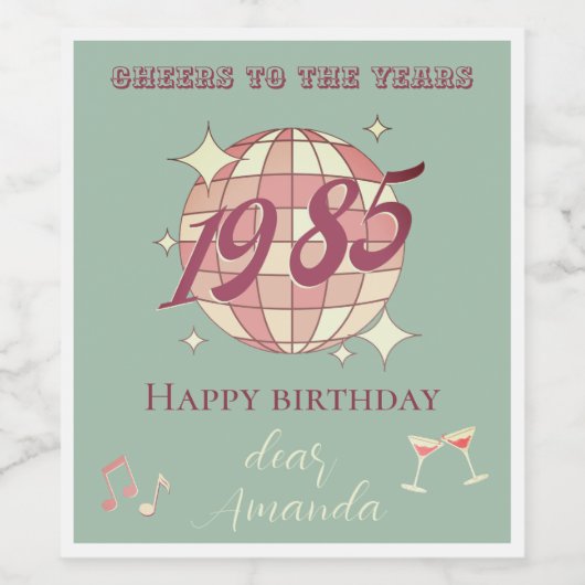  1985 39e 40e verjaardagsfeestje Uitnodiging Wijn Etiket (Enkel label)