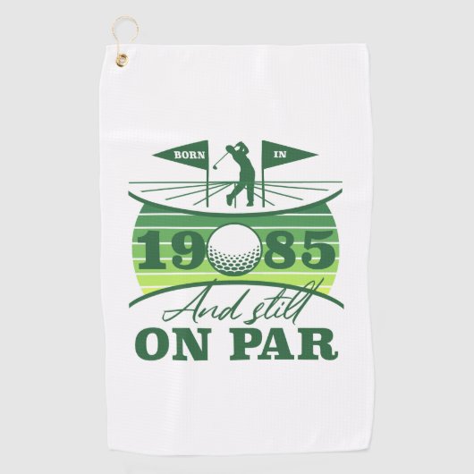 1985 40e verjaardag Golf Humor Golfhanddoek (Voorkant)