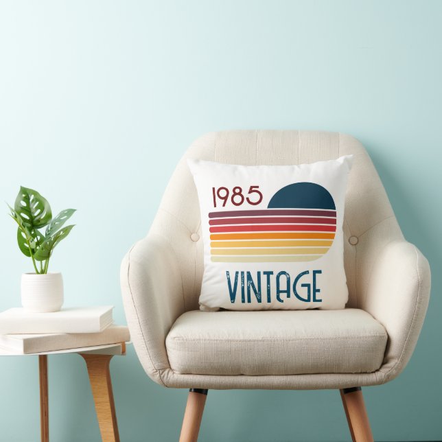 1985 40e verjaardag Retro Rainbow Stripe Zon Kussen (Stoel)