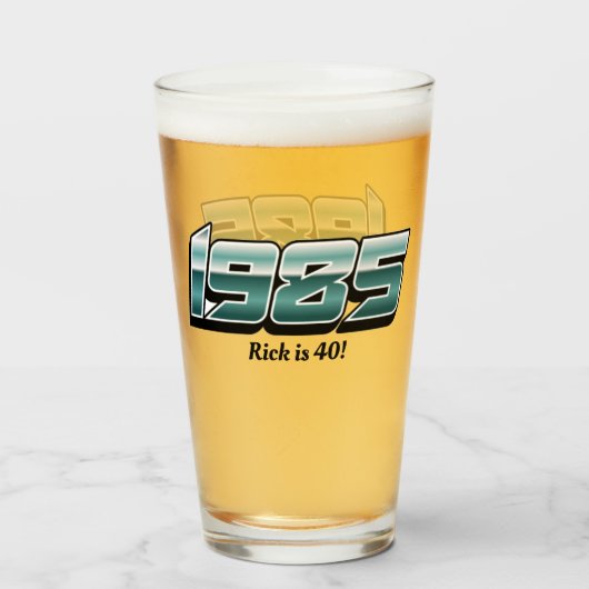 1985 40e verjaardag Retro Stripe Retro Font 80s Glas (Achterkant gevuld)