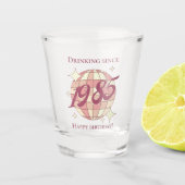  1985 40ste verjaardag retro paarse shot glas (Voorkant)