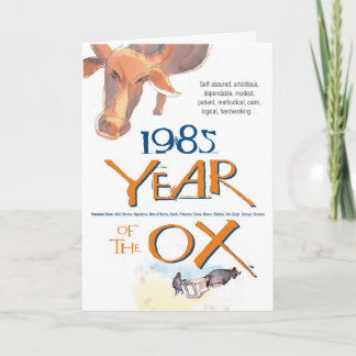 1985 de Chinese Grappige Verjaardag van de Os van Kaart