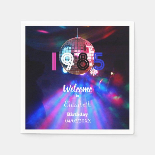 1985 Disco Ball 40e verjaardag Uitnodiging Servet (Voorkant)