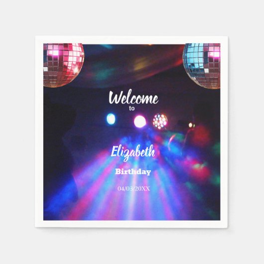 1985 Disco Ball 40e verjaardag Uitnodiging Servet (Voorkant)