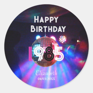 1985 Disco Ball 40ste verjaardagsfeest Ronde Sticker