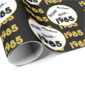 1985 Geboortejaar 40e verjaardag zwart faux goud Cadeaupapier (Rol Hoek)