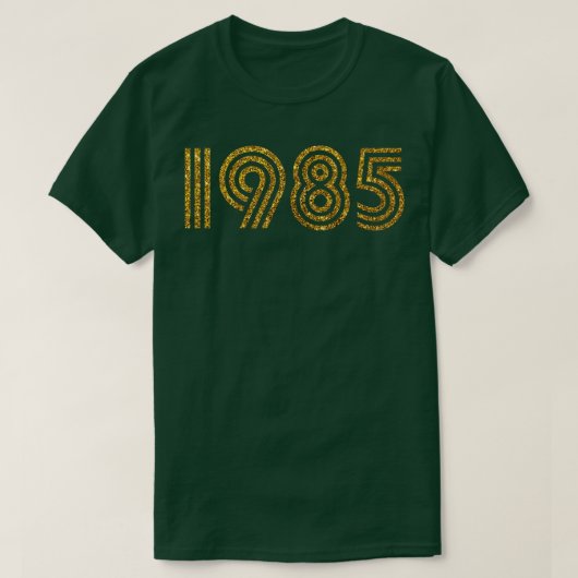 1985 Geboortejaar Glitter Effect T-shirt (Design voorkant)