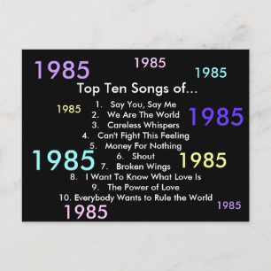 1985 liedjes briefkaart