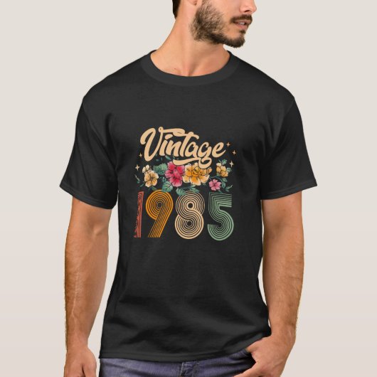 1985 Made in 1985 Floral 40th Birthday 40 T-shirt (Voorkant)