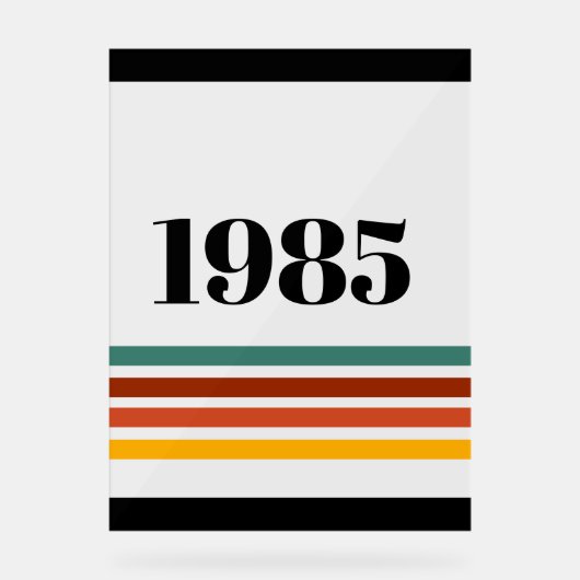 1985 Retro Stripe Acryl Bord (Voorkant)