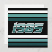 1985 Retro Stripe Blauwgroen 40e bedankkaart Kaart (Voorkant / Achterkant)