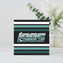 1985 Retro Stripe Blauwgroen 40e bedankkaart Kaart
