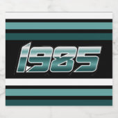 1985 Retro Stripe Blauwgroen Bier Etiket (Enkel label)