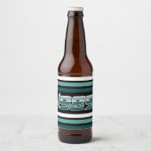 1985 Retro Stripe Blauwgroen Bier Etiket (Voorkant)