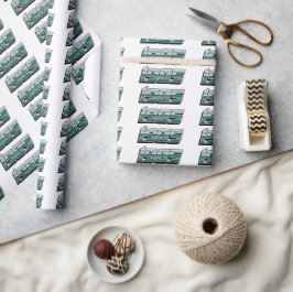 1985 Retro Stripe Blauwgroen Cadeaupapier