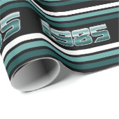 1985 Retro Stripe Blauwgroen Cadeaupapier (Rol Hoek)