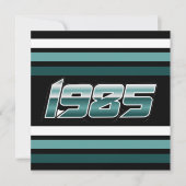 1985 Retro Stripe Blauwgroen Kaart (Voorkant)