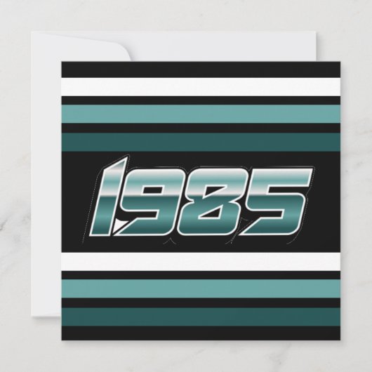 1985 Retro Stripe Blauwgroen Kaart (Voorkant)