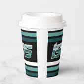 1985 Retro Stripe Blauwgroen Papieren Bekers (Rechts)